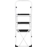 Escalera Plegable de 3 Pasos con Estructura de Acero Taburete Multifuncional con Superficie Antideslizante y Base Estable Ligera, Portátil y Segura para Hogar, Oficina y Tareas Domésticas - details 1