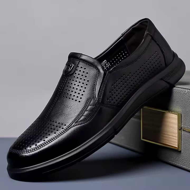 Zapatos de Cuero de Alta Gama para Hombres en Verano Mocasines Casuales con Suela Suave Cómoda de Edad Media - 1