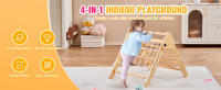 SucceBuy Juego de triángulos Pikler, juguetes de escalada Montessori para niños pequeños de 1 a 3 años, patio interior de madera con triángulo y rampa - details 0
