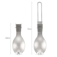 Vajilla plegable de titanio pulido mediano Lixada Spork, utilizada para cenas al aire libre, VIES, camping, mochilas - details 5