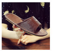 Casa antideslizante fondo suave salón de belleza piso de madera interior color sólido zapatillas de cuero para hombres y mujeres - details 8
