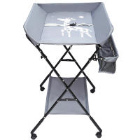 Cambiador plegable y portátil, con cesta de almacenamiento lateral, equipado con ruedas, antideslizantes para bebés hasta - details 1