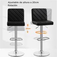 Juego de 2 Taburetes de Bar Altura Ajustable 92-113,5cm Sillas de Bar Asientos Giratorios Diseño Moderno Taburetes Altos Negro - details 3