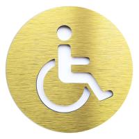Placa de aluminio compuesta personalizada para puerta de baño para discapacitados, logotipo de inodoro para silla de ruedas, logotipo de número de puerta dorado y plateado - details 1