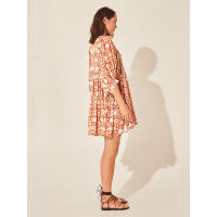 Vestido corto de vacaciones de playa de rayón informal suelto con lazo floral para mujer de moda de verano - details 58