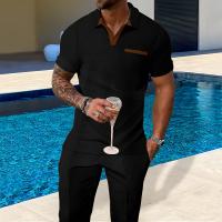 [Conjunto de polo versátil] Conjunto de polo versátil de color sólido para hombre: ropa informal para exteriores con bolsillos y pantalones cortos a juego - details 10