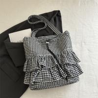 Bolso de hombro de estilo coreano Vintage con hojas de loto, bolso con cordón estampado a la moda, bolso de mano a cuadros bonito, bolsa de almacenamiento - details 13