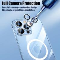 Funda de Aluminio Transparente Magnética HD para iPhone 12 13 14 15 Pro Max con Protector de Lente y Carcasa de Metal Anti Huellas de Dedos Diseño Geométrico de Película - details 0