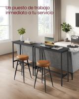 Mesa de Bar, Mesa de Cocina Rectangular Estrecha, Mesa Alta con Marco de Metal Robusto, 40 x 100 x 90 cm, Montaje Simple, Diseño Industrial, Negro Ébano y Negro Tinta - details 3