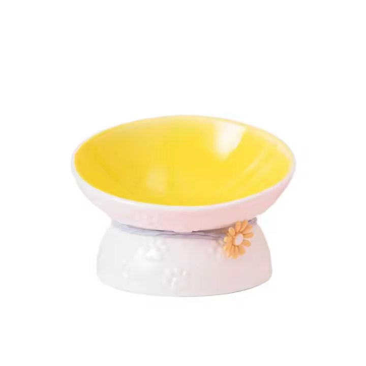 Cuenco de cerámica para gatos, cuenco creativo con boca inclinada para mascotas, base alta, antideslizante, multiusos, cuenco de alimentación para comida de perros, contenedor de agua - 1