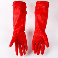 Herramientas Limpieza roja Lavado Lavar platos Guantes para el hogar Guantes de látex Cocina Manga larga - details 1