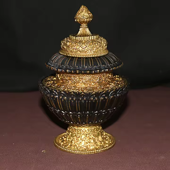 Suministros Decoración Reparación de granos Caja de arroz especial Alta gama Cobre chapado en oro Altura de tallado 15 cm - 1