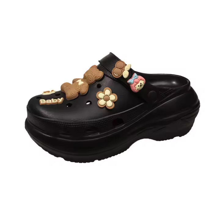 Zapatos con agujeros para niñas, bonitos, aumento de altura, con flores. - 1