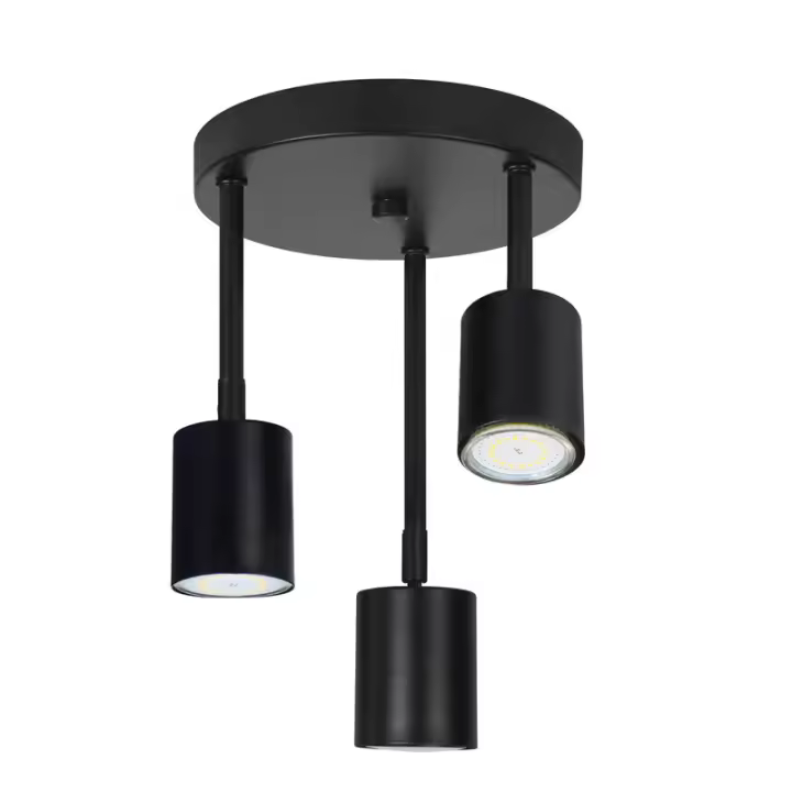 CBJKTX Foco de techo negro 3 bombillas LED ajustables GU10 350 ° - 1