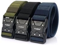 Cinturón táctico militar de nailon para hombre, accesorios de supervivencia para exteriores, hebilla magnética de liberación rápida, color negro - details 1