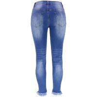 Pantalones vaqueros ajustados de cintura alta para mujer Pantalones vaqueros de estilo coreano con agujeros - details 3