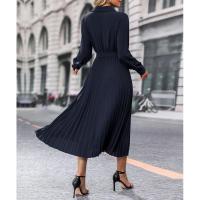 Vestido de manga larga plisada para mujer, elegante, hermoso, color sólido, moda - details 11
