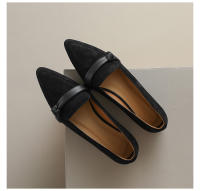 Zapatos individuales mate con punta en punta para mujer, tacones bajos que combinan con todo, color marrón, estilo retro - details 11