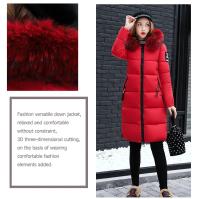 Abrigo de plumón para mujer, chaqueta de invierno con cuello de piel grande, chaqueta gruesa ajustada, Chaqueta de algodón con capucha a la moda, chaqueta larga de invierno para mujer - details 31