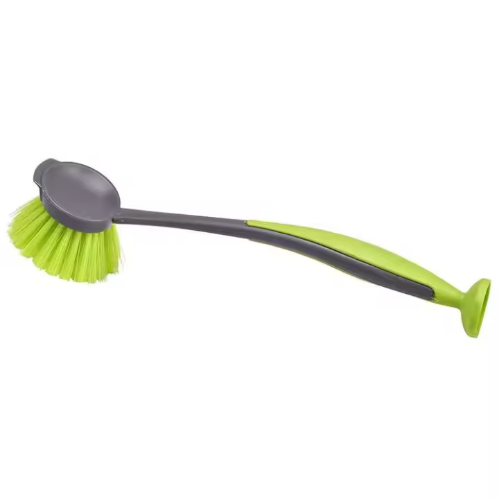 Herramienta de limpieza para el hogar, cepillo para lavar platos de plástico de color con mango, utilizado para el hogar y la cocina, hecho de material PP - 1