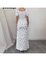 Vestido largo francés 2025 verano nueva cintura y temperamento delgado ropa de mujer floral de manga corta pequeño vestido fresco. - details 3