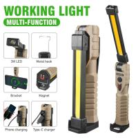 Linterna LED plegable portátil Luz de trabajo COB con imán fuerte Reflector de emergencia recargable tipo C Ideal para acampar al aire libre - details 0