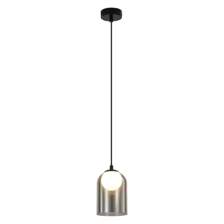 CBJKTX 1ª Lámpara Colgante Vintage para Mesa de Comedor Gris Ahumado G9, Ovalada Altura Ajustable - 1