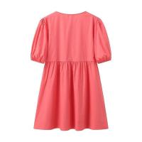 BUNO-vestidos minimalistas lisos empalmados con cordones para mujer, vestido con temperamento de cintura alta y manga corta con cuello redondo para mujer - details 5
