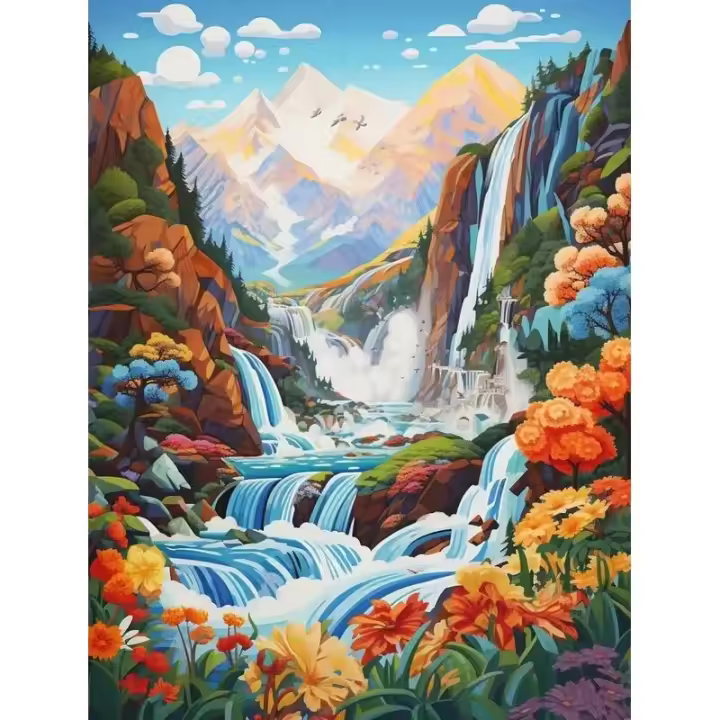 Kit de Pintura al Óleo DIY Moderno RUOPOTY Escenografía de Cascada Pintura de Acrílico para Decoración del Hogar - 1