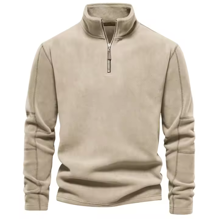 Suéter de cuello de chaqueta de terciopelo grueso y cálido para hombre - 1