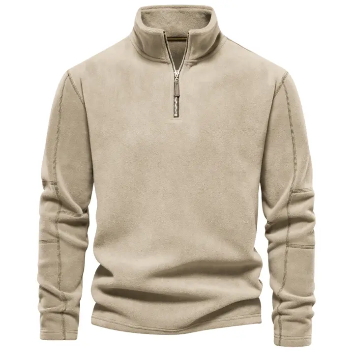 Suéter de cuello de chaqueta de terciopelo grueso y cálido para hombre - 1