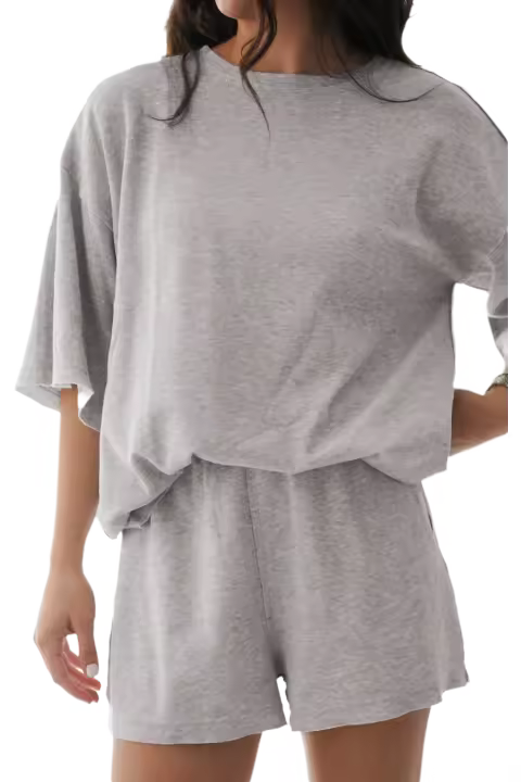 Elrachen Conjunto de pantalones cortos sueltos de 2 piezas de color gris sólido para mujer, informal, cintura alta, tallas S-XL - 1