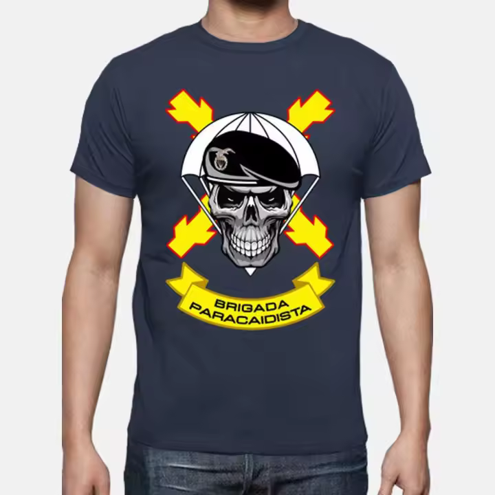 Camiseta de Paracaidistas Brigada Española 100% Algodón, Cuello Redondo, Manga Corta, Moda Callejera para Hombres en Verano - 1