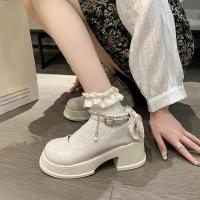 Zapatos de tacón alto con falda para mujer, calzado con hebilla de perlas, ideal para Banquete de negocios, primavera y verano - details 7