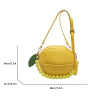 TQNORYCDIL Bolso bandolera con estampado de limones para mujer - Bolso de hombro redondo pequeño sintético amarillo y rosa con cierre de cremallera, forro de poliéster para atuendos casuales y formales, bolso bandolera, accesorio de moda, diseño divertido - details 3