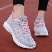 Zapatillas de correr informales grises para mujer, zapatillas de punto transpirables, zapatos deportivos ultraligeros para mujer - details 4