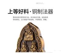 Estilo tibetano de cobre puro que ofrece el antiguo Dios de la riqueza de cinco caminos dorado, adorno de taza de plato de agua - details 2