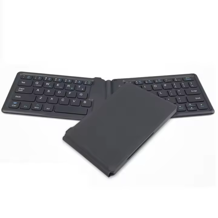 B.O.W-miniteclado plegable portátil de cuero PU con Bluetooth, teclado inalámbrico plegable para iPhone, teléfono Android, tableta, PC - 1