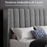 Cama Doble Tapizada 140 x 200cm Estructura de Madera y Metal Moderno Ideal para Adultos 2 Personas - details 15