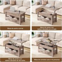 Centro Elevable, Mesa de Salón con Cajón y Compartimento Oculto, Mesas Elevables Modernas Convertibles en Comedor, 100 x 50 cm, Blanco - details 11