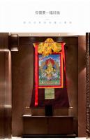 Dios amarillo de la riqueza Thangka, sala de estar, entrada, bordado de Nepal, pintado a mano, estilo Xizang, imagen de pared de la secta tántrica - details 7