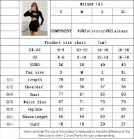 Vestido de manga larga de mujer falda corta hueca en la cintura - details 0