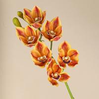 Orquídea Papilio Artificial de 6 cabezas, colores vivos, rama de flor de Cymbidium realista, tallos flexibles de tacto Real, flores falsas - details 8