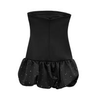Elegante Vestido Mini de Satén con Diamantes de Imitación Vestido de Fiesta sin Mangas para Mujeres - details 1