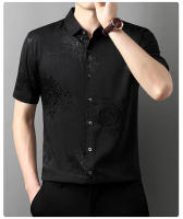 Camisa holgada informal y versátil, manga corta fina, estampado de seda de hielo, novedad de verano - details 6