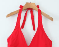 Ropa de mujer de estilo europeo y americano nueva, estilo francés, elegante vestido de tirantes medio y largo con cuello colgante en la cintura - details 3