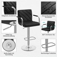 Juego de 2 Taburetes de Bar Altura Ajustable 92-113,5cm Sillas de Bar Asientos Giratorios Diseño Moderno Taburetes Altos Negro - details 32