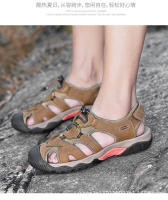 Sandalias de hombre de verano de cuero genuino |   Punta cerrada, suela gruesa antideslizante, diseño ajustable para exteriores – tallas 38–48 - details 14