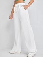 Pantalones de Manga Ancha de Alta Cintura para Mujer Primavera Otoño Pantalones Sueltos de Calidad con Cordón - details 17