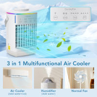 Aire acondicionado portátil 5 en 1, enfriador de aire con tanque de agua de 700 ml, 4 velocidades, 7 LED de colores para dormitorios, oficinas, coches - details 9